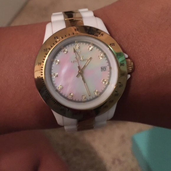 White & Gold TOYwatch, mother of pearl, diamonds